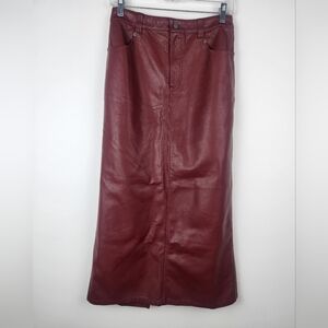 Free People City Slicker Vegan Maxi Skirt Red Size 0 Slit.